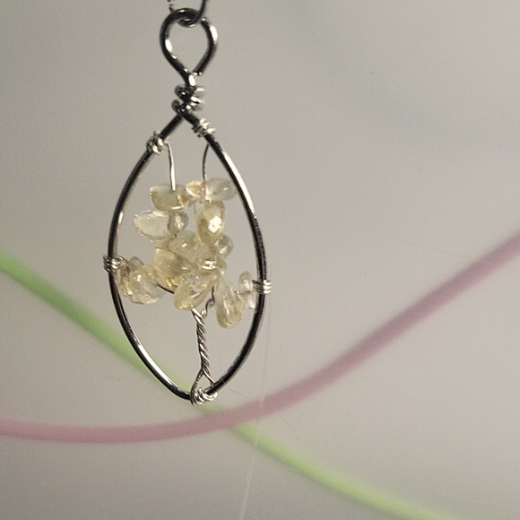 Jewelry - Elegant Silver Wire Wrapped Necklace with Clear Gemstones